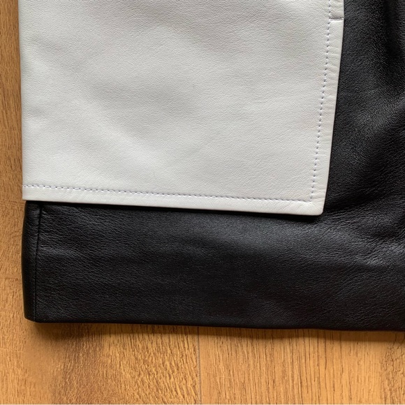 Burberry lambs leather mini skirt size uk 4 black white colourblock - Picture 3 of 16